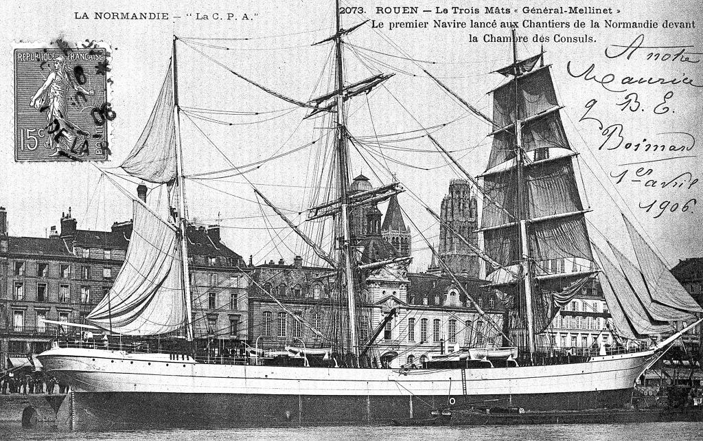 bateau de marchandises en vrac : trois mâts barque (vracquier) dit GENERAL MELLINET