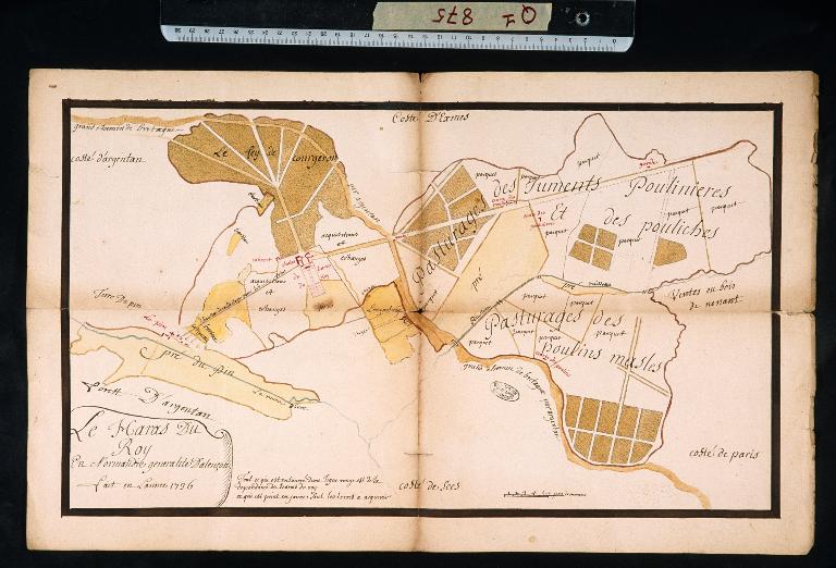 Le Haras du Roy En Normandie generalite Dalençon fait en Lannee 1796.- Carte.