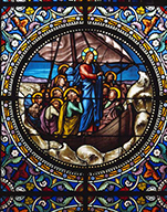ensemble de 3 verrières figurées : Vie du Christ, Vie de saint André, Vie de saint Sébastien