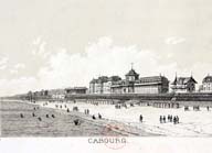 Cabourg, le casino [2e casino].- Lithographie par et d'après un dessin exécuté par Asselineau vers 1875. Lithographie en 2 tons, 11 x 7 cm. (Musée municipal, Villa Montebello, Trouville-sur-Mer).