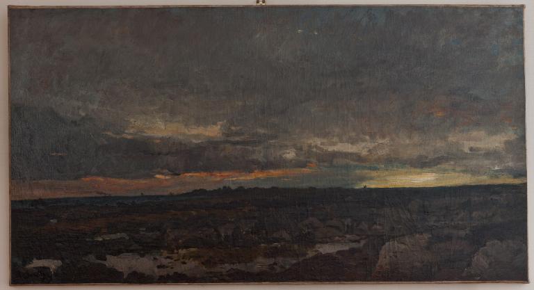 tableau : Paysage soleil couchant sur la mer
