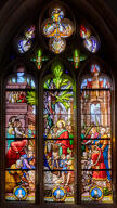 verrière à personnages, baie 10 : Entrée du Christ à Jérusalem