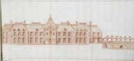 Elévation nord de l'hôtel de Fromont, projet d'extension.- Dessin, sanguine, vers 1775. (AD Orne).