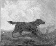 tableau : chien de chasse à l'arrêt