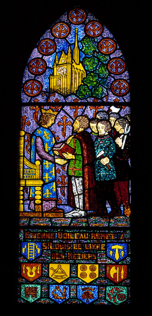 verrière figurée : saint Louis et Etienne Boileau (baie 15)