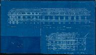 Elévation de l'aile dite du Pressoir, Charles-Prosper Vaussy.- Cyanotype, 1909. (C.H.U. de Caen, T 321).