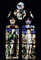 verrière hagiographique : saint Roch, saint Sébastien, Charité de saint Martin (baie 11)