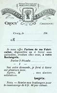 Carton publicitaire Minoterie Legrix Crocy (Calvados).- Carton publicitaire, s.d., début 20e siècle. (Collection particulière P. Coftier).