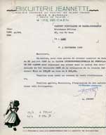 Lettre à en-tête de la Biscuiterie Jeannette.- Lettre à en-tête, 3 septembre 1968, 21 x 27 cm. (Collection particulière).