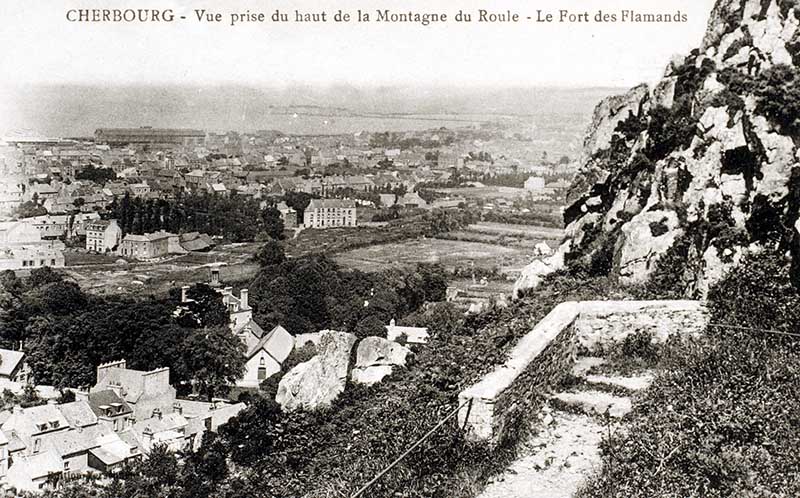 CHERBOURG - Vue prise du haut de la montagne du Roule - Le Fort des Flamands.- Carte postale. (AD Manche. Série FI).
